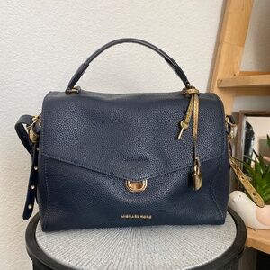 Michael Kors Navy Leather Satchel Bag
